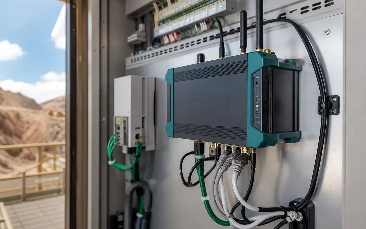 Passerelle IoT avec antennes et connexions