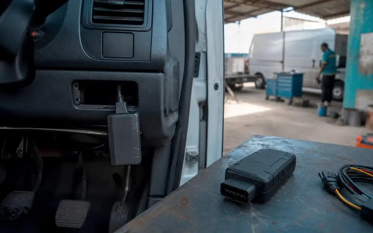 Traceur GPS installé dans un véhicule professionnel